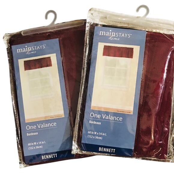 Mainstays Bordeaux Bennett Valance Set of 2 - Picture 1 of 3
